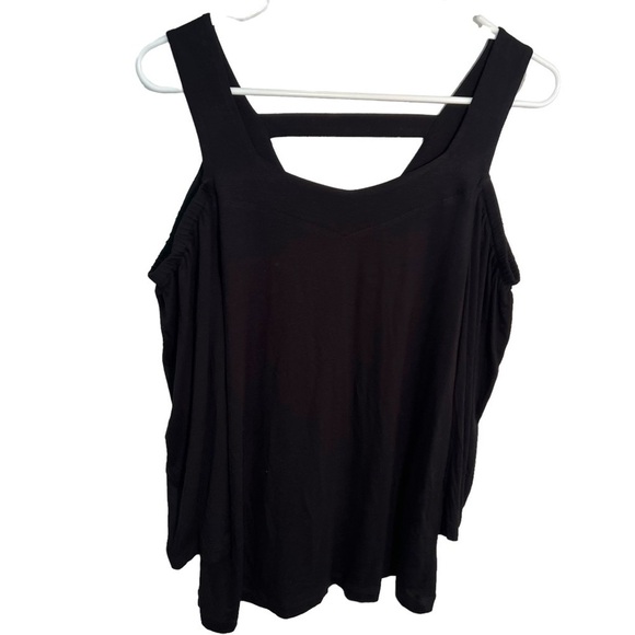 Cable & Gauge Cold Shoulder Blouse Black - Picture 1 of 10